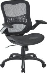 Office Star Riley Ventilated Manager's Office Desk Chair with Breathable Mesh Seat and Back, Black Base with Black - Image 2