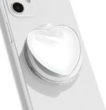 OnTheGrip Compatible with Magsafe Magnetic Cute Glass Heart Design Collapsible Mobile Phone Grip Stand Holder for Smartphone Tablet Cell Phone Accessory (White) - Image 2