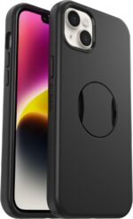 OtterBox iPhone 14 Plus (Only) OtterGrip Symmetry Series Case - BLACK, built-in grip, sleek case, snaps to MagSafe, raised edges protect camera & screen - Image 2