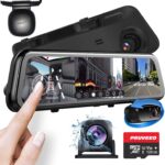 PRUVEEO 2K Mirror Dash Cam 3 Channel,Rear View Mirror Camera,Dash cam Front and Rear Inside,12'' Full Touch Screen, IR Night Vision,GPS,Parking Assistance,Free128GB Card - Image 2
