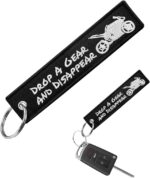Personalized Keychain, Embroidery Double Sided Key Chain Tag, Customized Car Scooter Key Chain Luggage Tag for Men (DROP A GEAR) - Image 2