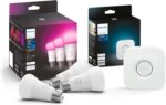 Philips Hue Smart Lighting Bundle: 3-Pack A19 LED Smart Light Bulbs (White and Color Ambiance) with Philips Hue Bridge - Control with Hue App, Compatible with Alexa, Google Assistant, Apple Homekit - Image 2