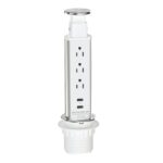 Pop Up Outlet for Countertop, Receptacle Power Strip with 3 AC Outlet 2 USB Ports, Pull Pop Up Power Socket Outlet, Recessed Outlet for Kitchen Counter Conference Desk Office, White - Image 2