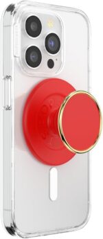 PopSockets PopGrip for MagSafe, Magnetic Phone Grip & Stand, Swappable Top, Secure Grip for iPhone MagSafe Cases, Kickstand for Hands-Free Viewing, Wireless Charging Compatible - Enamel Rosso - Image 2