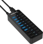 SABRENT 10-Port USB 3.0 Hub, Individual Power Switches and LEDs, 3 Smart Charging Ports, 60W Power Adapter, for PC, Mac, Xbox, PS5, Laptop, Desktop, USB Devices (HB-B7C3) - Image 2