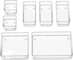 SMARTAKE 7-Piece Drawer Organizer with Non-Slip Silicone Pads, 4-Size Desk Drawer Organizer Trays Storage Tray for Makeup, Jewelries, Utensils in Bedroom Dresser, Office and Kitchen (Clear) - Image 2