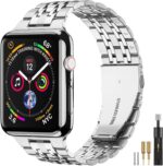 SUPLINK Stainless Steel Band Compatible with Apple Watch Bands 38mm 40mm 41mm, Solid Metal Replacement Strap Wristbands for iWatch Apple Watch Series 9 8 7 6 5 4 3 2 1 SE Woman Men Silver - Image 2