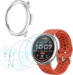 Screen Protector Suitable for Amazfit Active 2 44mm,HD TPU Soft Protective Film,Not Glass,Shockproof PC Cover Case (Silver) | Anti-Scratch, Ultra-Thin Set (4+1 Pack) - Image 2