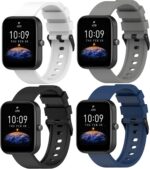 Silicone Bands Compatible for Amazfit Bip 3 Pro/Bip 3/ Bip U Pro/Bip U/Bip S/Bip Lite/Bip S Lite/Amazfit GTR 42 mm, 4 Pack 20mm Soft Replacement Wristband - Image 2