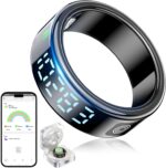 Smart Rings for Women Men, Fitness Tracker Ring with LED Display Screen, IP68 Waterproof Fitness Ring with Sleep Tracker/Heart Rate/Blood/Oxyge, Charging case (Black, 13) - Image 2