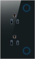 Smart Wall Socket with Touch Control, Zigbee/WiFi Tuya Outlet, Dual Power Plug, Compatible with Alexa & Gogle Home, Black/White Glass Panel US -zigbee-Black - Image 2