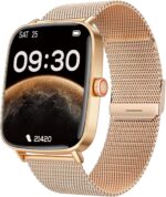 Smart Watch for Women, Android and iOS Phones Compatible, Fitness Running Tracker, Step Counter Smartwatch, Sleep/Heart Rate Health Monitor, Answer/Make Calls, IP68 Waterproof, Gold - Image 2