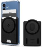 Spigen Magnetic Wallet Card Holder (MagFit) Designed for Galaxy S25 Plus, Ultra, Edge & S24 Series Magnetic Case Only and iPhone 16/15/14/13/12 Models, Holds up to 3 Cards - PU Black (MagFit+) - Image 2