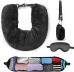 Stuffable Neck Pillow, Travel Neck Pillow Storage Bag for Airplanes, Tube Travel Neck Pillow Stuff with Clothes, No Extra Baggage Fees, Fits 3+ Days of Travel Essentials, No Filler (Black) - Image 2