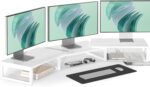 TEAMIX 3 Shelf Long Monitor Stand Riser with Metal Leg, Adjustable Stand for Desk Dual Triple Monitor Stand for 2/3 Screens/PCs/Printers/Laptops Desk Organizer for Home Office (White, 46 inch) - Image 2