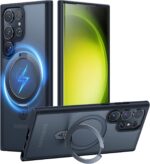 TORRAS Magnetic Designed for Samsung Galaxy S23 Ultra Case [Compatible with Magsafe] Stand, [Military Grade Drop Tested] Shockproof Translucent Slim Protective Ostand, Black - Image 2