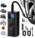 Tire Inflator Portable Air Compressor, 150PSI Cordless Air Pump for Car Tires, 4X Faster Bike Tire Pump with Pressure Detection, Air Pump for Car Tires for Car Motor Bike Ball (Black) - Image 2