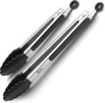 Tribal Cooking Stainless Steel Tongs - 9" and 12" With Silicone Tips, Locking BBQ Tongs - Image 2