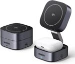 UGREEN MagFlow Qi2 Magnetic Foldable Charging Station, 2-in-1 Fast Wireless Charger Compatible with iPhone 16 15 14 13 12, Airpods3 2 Pro (No AC Adapter), Dark Grey - Image 2
