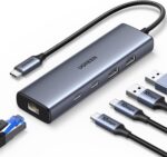UGREEN USB C to Ethernet Adapter, 10Gbps Data Ports 5 in 1 USB C Hub Ethernet with 2* USB-C 3.2, USB-A 3.2/2.0, Gigabit RJ45 for Laptop, Type C (Thunderbolt 4/3 Compatible) to Network for MacBook, XPS - Image 2