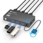 USB 3.0 HDMI KVM Switch 1 Monitors 2 Computers, 4K@60Hz KVM Switches for 2 Computers Sharing Monitor Keyboard Mouse Hard Drives Printer, with EDID Adaptive, 2USB Cable and Controller - Image 2