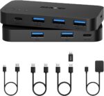 USB 3.0 Switch, USB Switcher 2 Computers Share 3*USB 3.0 and 1*USB C with Remote Control for PC Mouse Keyboard Printer Scanner, USB KVM Switch Selector Compatible with Windows, Mac, Linux - Image 2