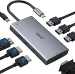 USB C Docking Station Dual Monitor Adapter for Dell HP, Laptop Docking Station 3 Monitors Quad Display USB C Hub Dongle to 4K HDMI+DP+VGA,3 USB2.0,100W PD,8 in 1 Thunderbolt Dock for Lenovo,Surface - Image 2