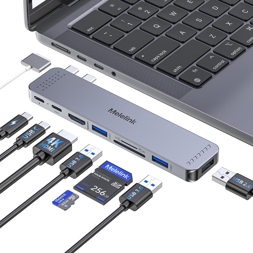 USB C Hub Adapter for MacBook Pro/Air M4 M3 M2 M1 2025-2018 13" 14" 15" 16", Mac Multiport Adapter, 8 in 2 MacBook Accessories Dongle with HDMI 4K, Thunderbolt 3, USB C&A Data Ports, SD TF Card Reader - Image 2
