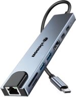 USB C Hub Ethernet HDMI Adapter, 8 in 1 Laptop Docking Station with 4K HDMI, RJ45 Ethernet, SD/TF Card Reader, USB 3.0/2.0, PD 100W, LAN USB C Dongle for MacBook Pro/Air, iPad Pro, XPS, etc - Image 2