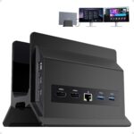 USB C Laptop Docking Station Dual Monitor, 11 in 1 Vertical Dock with 2 HDMI 4K, 3 USB A/C 10Gbps, 2USB-A 5Gbps, USB A 2.0, Ethernet, Docking Station Stand for Type-C Laptops - Black - Image 2