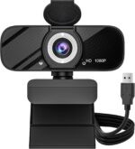 USB HD Webcam with Built-in Microphone and Rotatable Tripod, 1080P Video, Wide Angle Camera, Privacy Cover, for Desktop PC or Laptop Computer（Black） - Image 2