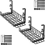 Under Desk Cable Management Tray, 16” No Drill Cord Organizer with Clamps for Wire Management, 4mm Sturdy Wire Desk Cable Organizer Tray, Cable Management Rack for Home & Office (Pack of 2) - Image 2