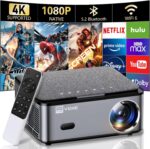 VGKE Smart 4K Projector, Android TV Projector with WiFi and Bluetooth, 800 ANSI Native 1080P Outdoor Movie Projector, Electric Focus & Keystone Home Theater Projector for iPhone/TV Stick/HDMI/USB - Image 2