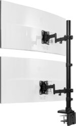 VIVO Dual Vertically Stacked Ultra-Wide Monitor Desk Mount with Extension Arms, Extra Tall Heavy Duty Adjustable Stand for 2 Ultrawide Screens up to 43 inches, 50 lbs Capacity, Black, STAND-V202T - Image 2