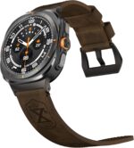 Vintage Leather Band Compatible with Samsung Galaxy Watch Ultra Band 47mm (2024), 24mm Wide Crazy Horse Leather Strap for Men Galaxy Watch Ultra Retro Brown - Image 2