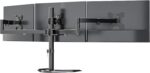 WALI Triple Monitor Stand, Free Standing Three LCD Monitor Fully Adjustable Desk Mount Fits 3 Screens up to 27 inch, 22 lbs Weight Capacity per Arm (MF003), Black - Image 2