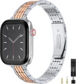 Wearlizer Thin Stainless Steel Band Compatible with Apple Watch Bands 41/40/38/44/45/46/49/42mm Women, Slim Dressy Metal Strap Gold Silver Bracelet for iWatch Series 10 9 8 7 6 5 4 3 2 1 SE Ultra - Image 2