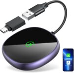 Wireless Carplay Adapter for iPhone & Android Auto 2-in-1 Plug & Play Low Delay Carplay Wireless Adapter Convert Wired to Wireless Apple Carplay Dongle for iOS 10+/Android 11+ (Purple) - Image 2