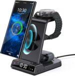 Wireless Charger for Samsung Charging Station with Clock for Samsung Galaxy S25 Ultra/S24 Ultra/Z Flip 6/5/Fold 5/Bud, 3 in 1 Android Charging Station, Watch Charger for Samsung Galaxy Watch 7/6/5Pro - Image 2