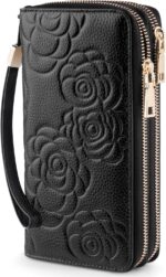 Women's Wallet RFID Blocking Leather Double Zip Large Capacity Card Holder Ladies Phone Clutch Long Purse Wristlet - Image 2