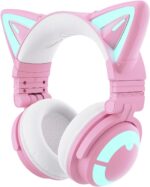 YOWU Cat Ear Headphones CE, Wired/Wireless Pink Gaming Headsets with Seamless Live Sound Experience for PC/PE/Switch/PS4/PS5, Built-in Mic & Customizable RGB Light Effect for Anime Lovers - Image 2