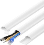 ZhiYo D Cord Hider for Wall Mount TV, 39in(3 x L13) Self-Adhesive Cable Hider Kit, PVC Cord Covers for Wires on Wall, White Cable Raceway, Paintable Wire Hiders, 1.2" (W) x 0.55" (H) - Image 2