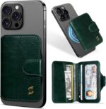 for MagSafe Wallet Magnetic Card Holder for iPhone 16/15/14/13/12, Pro/Max/Plus, RFID Blocking, 5 Slots Fit 7 Cards, 1 ID Window, Slim Luxury Leather Mag Safe Wallet for Women Men, Emerald Green - Image 2
