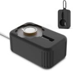 for Oura Ring Gen 4 Charger Protector Case, Soft Silicone Oura Ring 4 Charger Cover, Drop/Dust/Ageing Resistant for Oura Ring Gen4 Charger Organizer with Keychain, Deep Black - Image 2