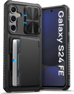 for Samsung Galaxy S24 FE Case with Card Holder(Store 4-5 Cards) [RFID Blocking] & Slide Camera Cover, Military Grade Protection, Rugged Silicone Wallet Case for Galaxy S24 FE 6.7" 2024, Black - Image 2