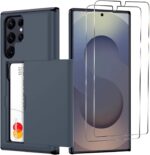 for Samsung Galaxy S25 Ultra Wallet Case with Card Holder, 2X Screen Protector Dual Layer Heavy Duty Protective Hidden Card Slot Slim Case for Galaxy S25 Ultra 6.9" 2025 (Blue) - Image 2