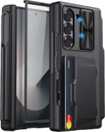 for Samsung Galaxy Z Fold 6 Case with Card Holder & S Pen Holder & Slide Camera Cover, Built-in Hinge Protection & Screen Protector, Durable Wallet Phone Cover Case for Z Fold 6 5G 2024, Black - Image 2