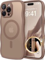 for iPhone 16 Pro Case for Women Girls, Upgraded [Full Camera Protection] [Compatible with MagSafe] Cute Wave Translucent Matte Phone Case for iPhone 16 Pro, Brown - Image 2