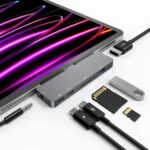 iPad Pro M4/M2/M1 13/11/12.9, iPad Air 5, 7 in 1 Adapter - 4K 60Hz HDMI, 3.5mm Headphone Jack, USB3.0, USB C PD Charging & Data, SD/Micro SD Card Reader - Image 2